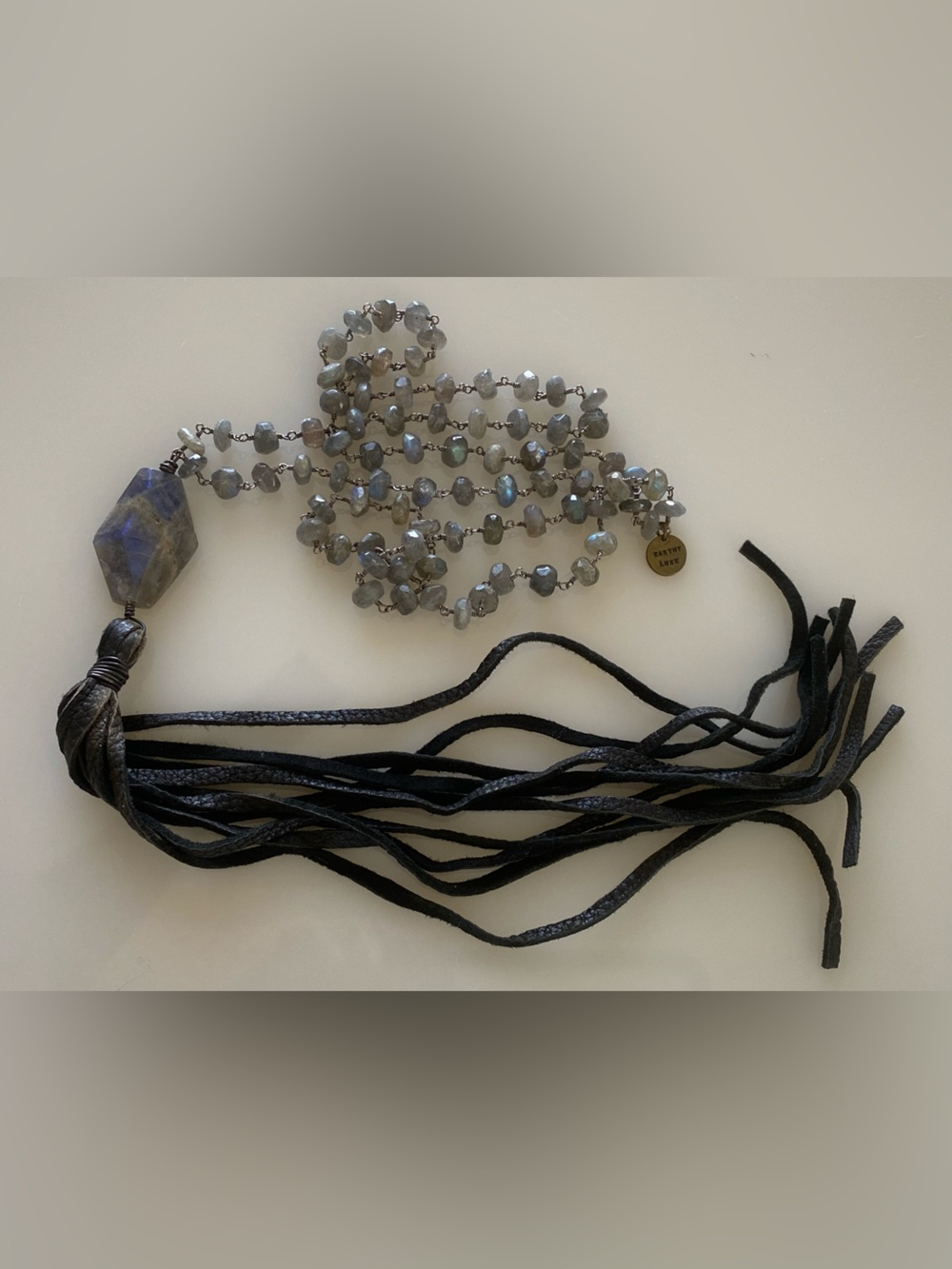 Blue Flash Labradorite Tassel Necklace